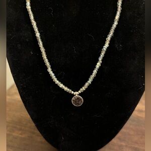 Samuel B Beaded & Sterling Silver Necklace with Round Pendant, Vintage, 17”